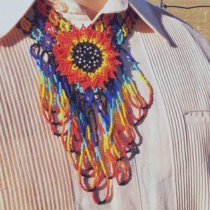 Flower in Chaquira Necklaces